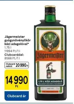 Tesco Jägermeister gyógynövénylikőr kézi adagolóval ajánlat