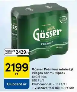 Tesco Gösser Prémium minőségi világos sör multipack ajánlat
