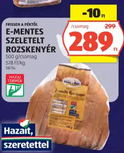ALDI Frissen a Péktől E-mentes szeletelt rozskenyér ajánlat