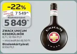 Auchan Zwack Unicum keserűlikőr ajánlat