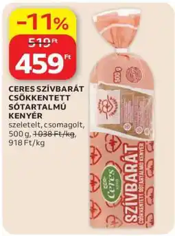 Auchan Ceres Szívbarát csökkentett sótartalmú kenyér ajánlat