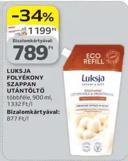 Auchan Luksja Folyékony Szappan Utántöltő ajánlat