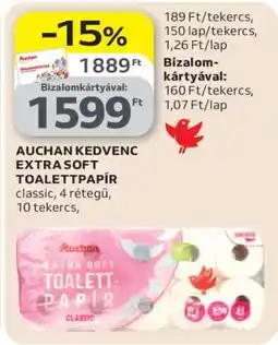 Auchan AUCHAN KEDVENC EXTRA SOFT TOALETTPAPÍR ajánlat