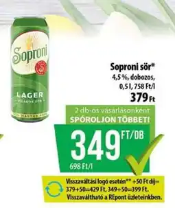 Coop Soproni sör ajánlat