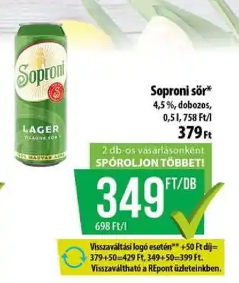 Coop Soproni sör ajánlat