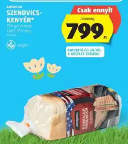 ALDI American Szendvicskenyér ajánlat