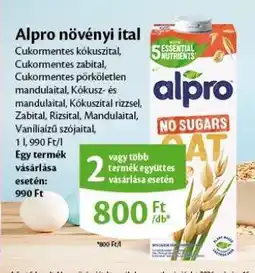 EcoFamily Alpro növényi ital ajánlat