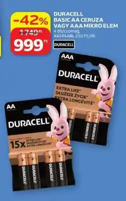 Auchan DURACELL BASIC AA CERUZA VAGY AAA MIKRO ELEM ajánlat