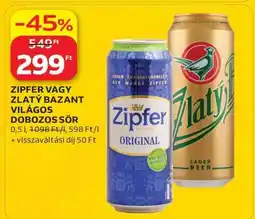 Auchan ZIPFER VAGY ZLATÝ BAZANT VILÁGOS DOBOZOS SÖR ajánlat