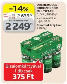 Auchan Dreher Gold dobozos sör multipack ajánlat