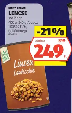 ALDI King's Crown Lencse ajánlat