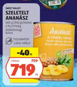 ALDI Sweet Valley Szeletelt ananász ajánlat