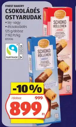 ALDI Finest Bakery Csokoládés ostyarudak ajánlat