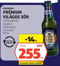 ALDI Bergkönig Premium világos sör ajánlat