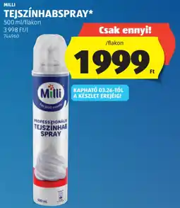 ALDI Milli Tejszínhabspray ajánlat