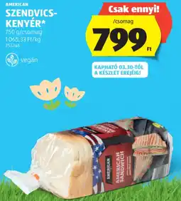 ALDI American szendvics- kenyér ajánlat