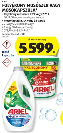 ALDI Ariel folyékony mosószer, mosókapszula ajánlat