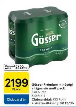 Tesco Gösser Prémium minőségi világos sör multipack ajánlat