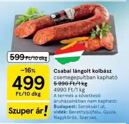 Tesco CSABAI Lángolt kolbász ajánlat