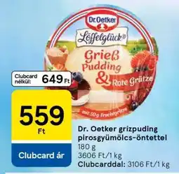 Tesco Dr. Oetker grízpuding pirosgyümölcs-öntettel ajánlat