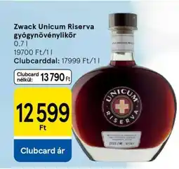Tesco Zwack Unicum Riserva gyógynövénylikőr ajánlat