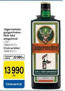 Tesco Jägermeister gyógynövény likőr kézi adagolóval ajánlat