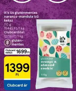 Tesco It's Us gluténmentes narancs-mandula ízű keksz ajánlat