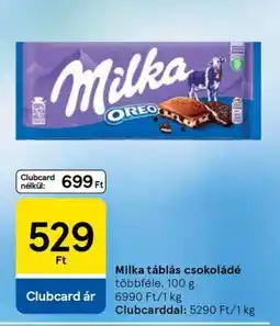 Tesco MILKA Táblás csokoládé ajánlat