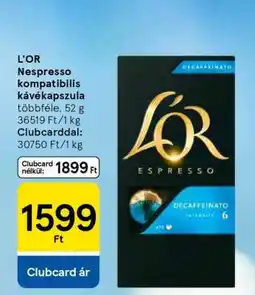 Tesco L'OR Nespresso kompatibilis kávékapszula ajánlat