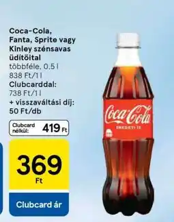 Tesco Coca-Cola, Fanta, Sprite vagy Kinley szénsavas üdítőital ajánlat