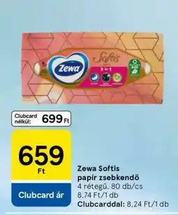 Tesco Zewa Softis papír zsebkendő ajánlat