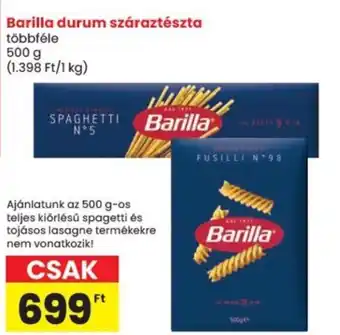 Spar Barilla durum száraztészta ajánlat