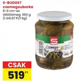 Spar S-BUDGET csemegeuborka ajánlat