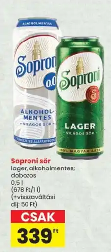Spar Soproni sör ajánlat