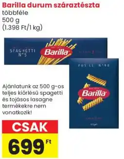 Spar Market Barilla durum száraztészta ajánlat