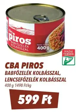 CBA CBA Piros babfőzelék kolbasszal, lencsefőzelék kolbásszal ajánlat