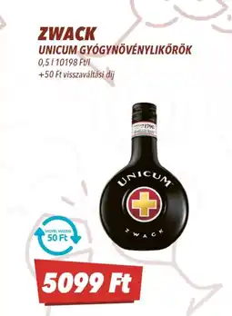 CBA Zwack Unicum gyógynövénylikőrök ajánlat