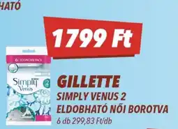 CBA Gillette Simply Venus 2 eldobható női borotva ajánlat