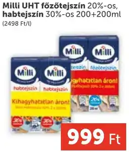 PRIVÁT Milli UHT főzőtejszín, habtejszin ajánlat