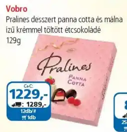 ÁRKLUB Vobro Pralines desszert panna cotta és málna ízű krémmel töltött étcsokoládé ajánlat