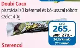 ÁRKLUB Doubi Coco pisztácia ízű krémmel és kókusszal töltött szelet ajánlat