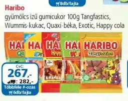 ÁRKLUB Haribo gyümölcs ízű gumicukor Tangfastics, Wummis-kukac, Quaxi-béka, Exotic, Happy cola ajánlat