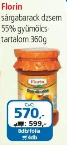ÁRKLUB Florin sárgabarack dzsem 55% gyümölcs- tartalom ajánlat