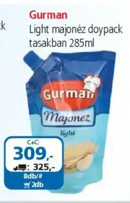 ÁRKLUB Gurman Light majonéz doypack tasakban ajánlat