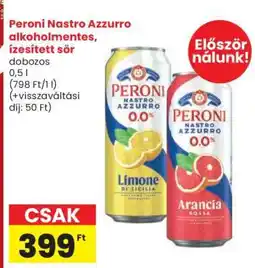 Spar Peroni Nastro Azzurro alkoholmentes, ízesített sör ajánlat