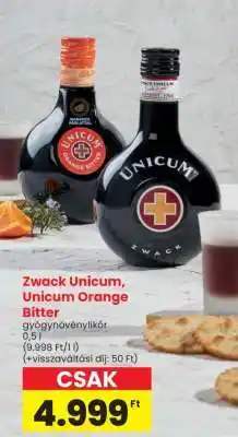 Spar Zwack Unicum, Unicum Orange Bitter ajánlat