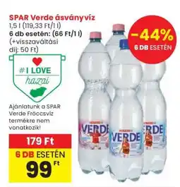 Spar SPAR Verde ásványvíz ajánlat