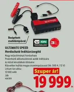 Lidl ULTIMATE SPEED Hordozható indításrásegítő ajánlat