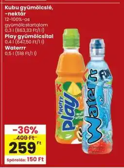 Spar Kubu gyümölcslé, -nektár ajánlat