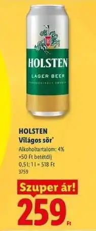 Lidl Holsten Világos sör ajánlat